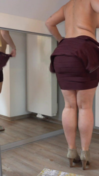 Curvy Lady Putting on Her Tight Bodycon Dresses for You
