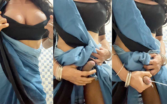 Anushka Crossy: Crossdresser Jerking off in Saree