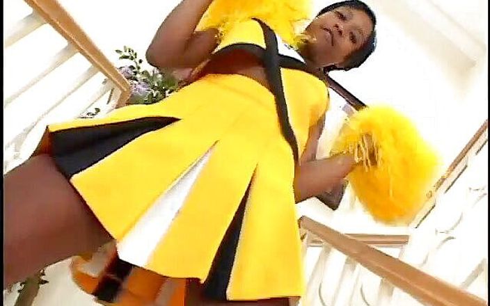 Hot and Wet: Horny black cheerleader taking white cock