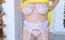 MariaOld: Golden Striptease: Busty Granny Mariaold’s Sassy Dance in Stockings