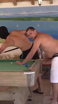 Hot Gangbang with Isabella and Editha at the Pool with Massive Cocks