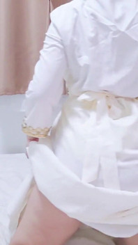 A Malaysian Hijabi Girl Teasing with White Abaya Showing off Her Ass