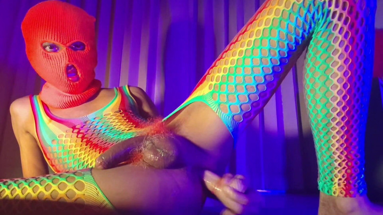 Mango49x: Orange Balaclava Mask Sissy Trans Dyed Pubic Hair Fuck Myself...