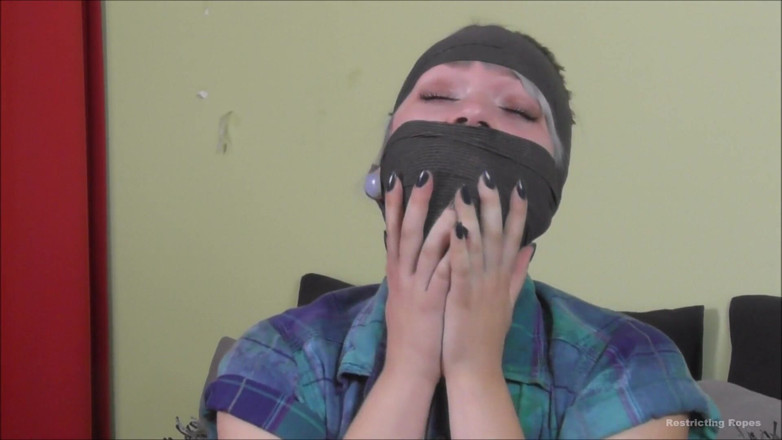 Restricting Ropes: Putting nylon stockings in her mouth