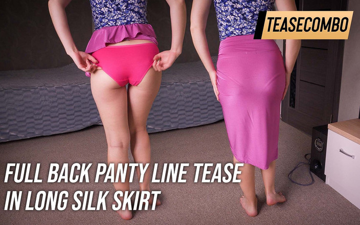 Teasecombo 4K: Plné zadní kalhotky line škádlení v dlouhé hedvábné sukni