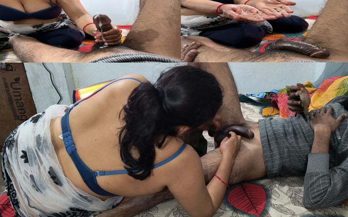 Happyhome: Quente bonita indiana esposa deu ao marido uma punheta relaxante