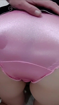 Shiny Pink Satin Panties Pantyjob Grind Fuck and Cum - Satincum