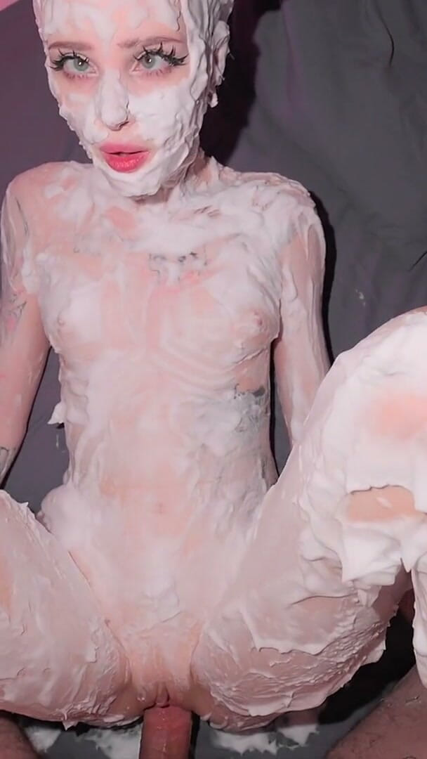pinkloving: Tiktok Shaving Foam Girl Gives Deepthroat Then Gets Fucked Doggy...