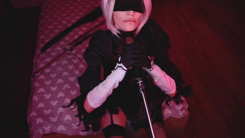Mysweetalice: BBC Nier Automata cosplay BBC blowjob Mysweetalice aka Mykinkydope