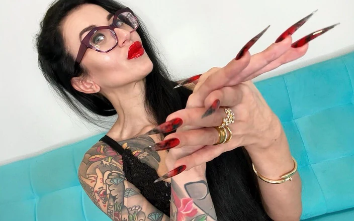 Julia domaina: Novas unhas longas de cor quente, garras, dedos flexíveis longos...