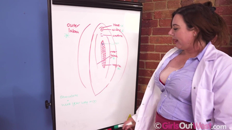 Girls Out West: Curvy sex teacher with big boobs fingers and toys her...