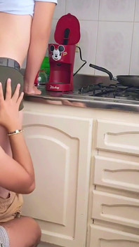 Straight Stepdad Fucks Me Bareback in the Kitchen When We Are Alone and Cums in My Ass Anal Creampie