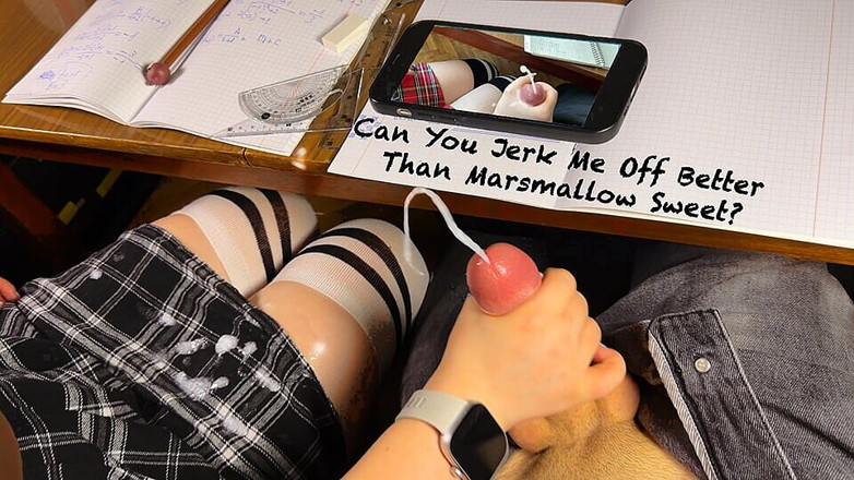 Marshmallow Sweet: High Schoolgirl Jerking off Better Than Marshmallow Sweet Under the...