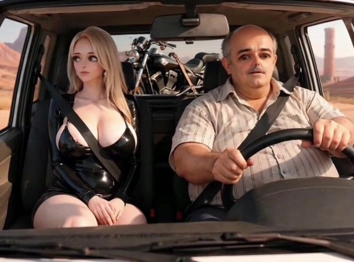 Janekats: Busty Blonde Rider Get Help by Old Fat Man, She...