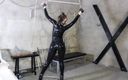 Mary Rock: Horny Mary Rock in a latex suit tied up