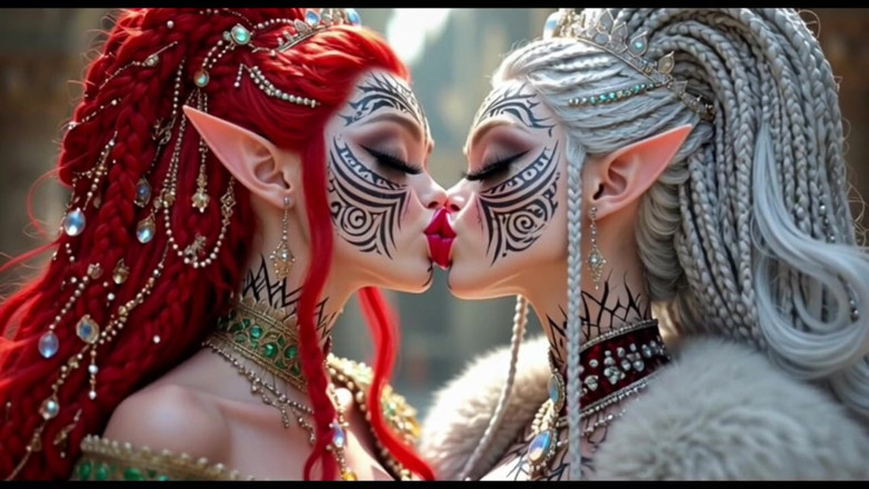 Hot girl dancing: Beautiful Elves Princess Kissing, Ai Animation