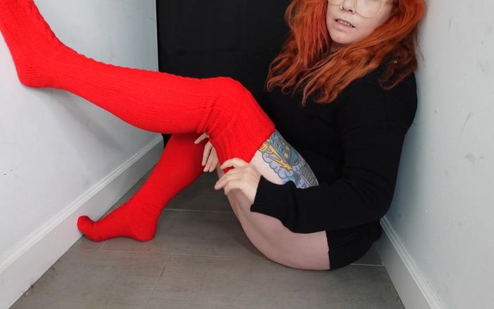 Deanna Deadly: Red Thigh High Socks JOI Cableknit Socks Fetish