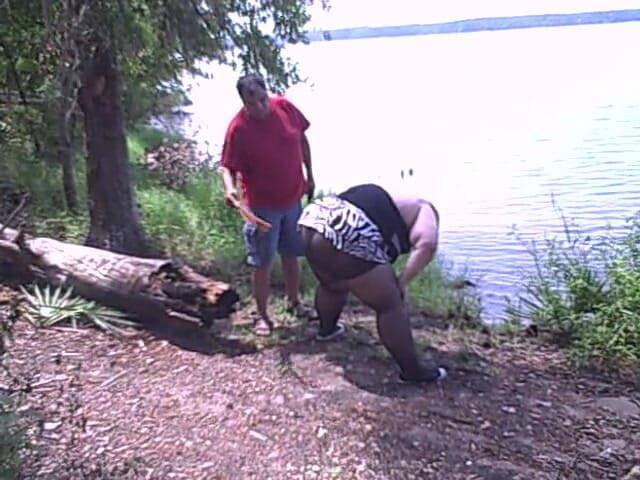 BBW nurse Vicki adventures with friends: Angie Kimber gets spanked by lake dressed