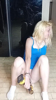Hot Blonde 18 Year Old Babe Fucking Rc Car with Dildo