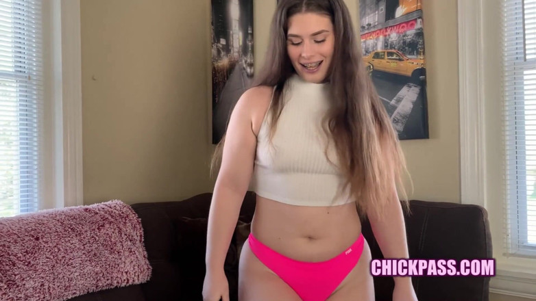 ChickPass Amateurs: Lexxxi Scarlet's playing with a toy in her living room