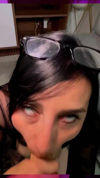 Blowjob to Black Dildo Made by a Beautiful Latina with Huge Hips