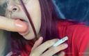 Laura Nymphe: Red head smokes a cigarette and gives a blowjob  - smoking...