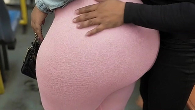 Xprohibidox1: Balaclava BBW Gets Ass in Tight Shiny Pink Pants - Public...