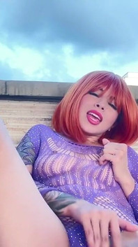 Anitta Miller Is Masturbating and Blowjob a Dick on the Terrace