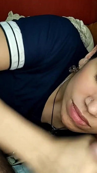 Quickie! Blowjob on the Couch and Cum Mouthful