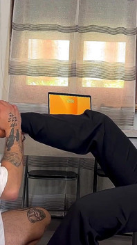 The Colleague with Sore Feet Gets Them Massaged and Licked with Pantyhose, in Exchange for a Blowjob