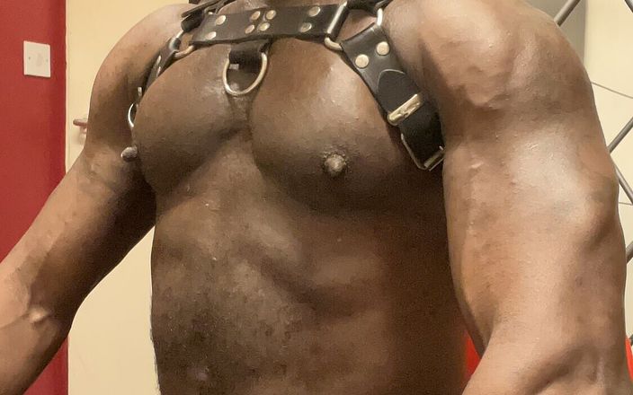 Black mature kinky muscle: Black Hot Mature Muscle Harness &amp; Jock Flex Wank