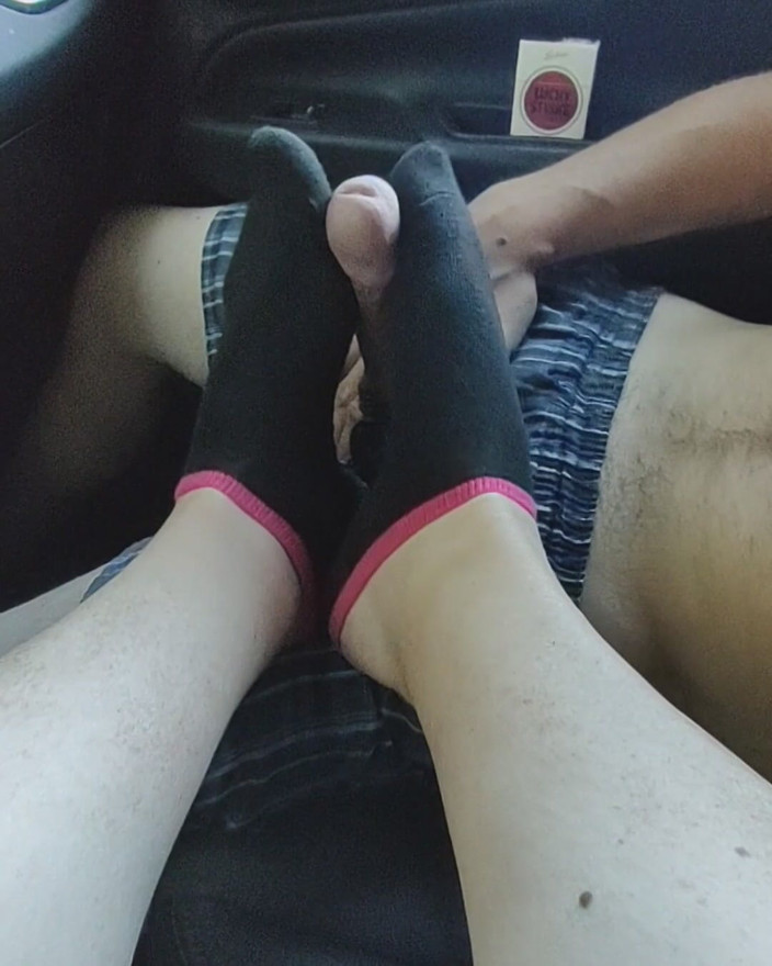 SocksAddict69: Footjob Sockjob with Black Girls' Ankle Socks - Cum on Socks