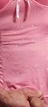 Cdmichelle Wearing Pink Sexy Teddy with Garter Straps Playing with Her Cock