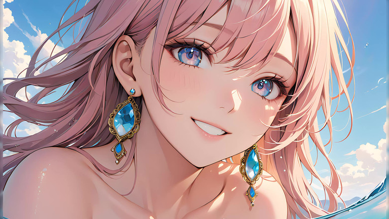 LustRender: Pastelové odrazy: krásná mladá žena s měkkým nebem v očích