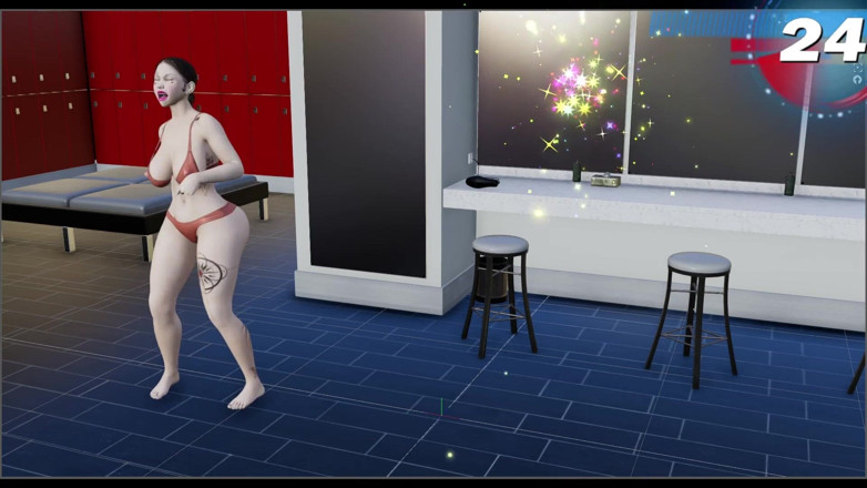 Virtual fantasy studio: Büyük memeli ve götlü 3 boyutlu seksi kız renkli dövmeli bikiniyle...