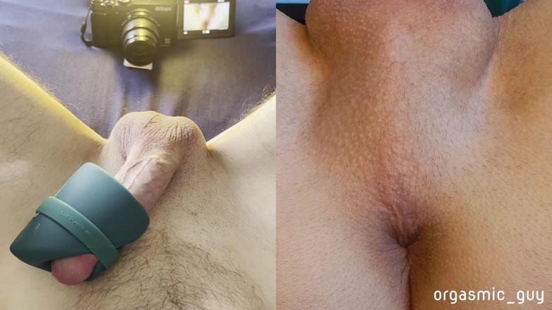 orgasmic_guy: 我最喜欢的玩具给了我一个强烈的高潮 - 分裂视图与高潮收缩