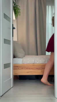 A Beautiful Large Woman Shows Her Buttocks