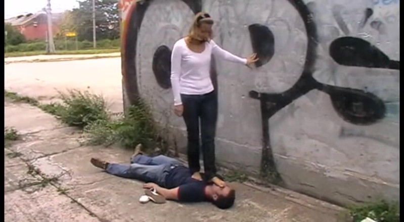Femdom Austria: Trampling on cold and hard stone ground