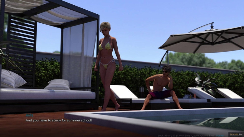 AVN Teller: 여름 향기 #1 - 수영복을 입은 거유 금발 의붓여동생 이브를 만나다