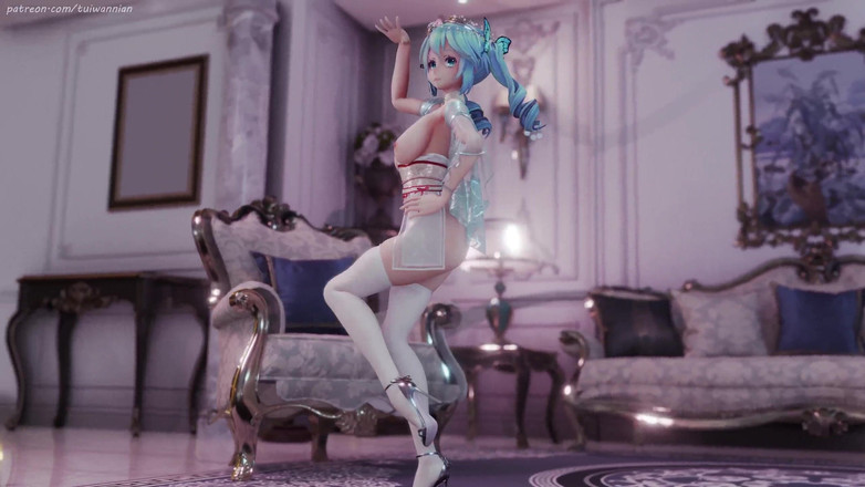 MikuMotion: 初音(g)i-dle - クイーンカード クイーン エロティック・ユニフォーム ストリップティーズ 巨大な胸が揺れる