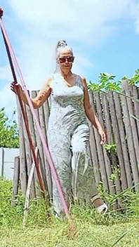 Old Lady with Sexy Body After Vacation in the Village