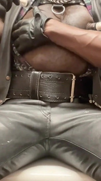 Black Muscle Leather Tit Pump and Play