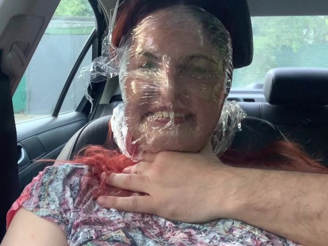 Plastic Wrap Breathplay in Car Outdoor (Elena studio)