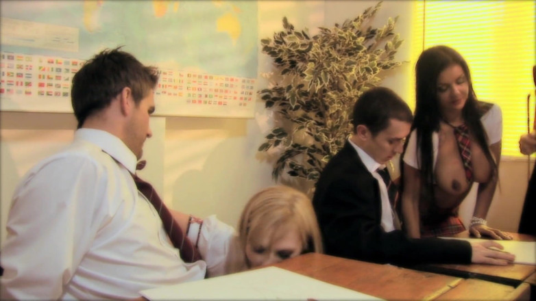 CBD Media: Four hot huge tits young students having orgy with two...