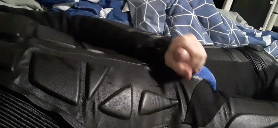 Rusty Sunnybrook: Biker Cums in Leather Moto Race Suit