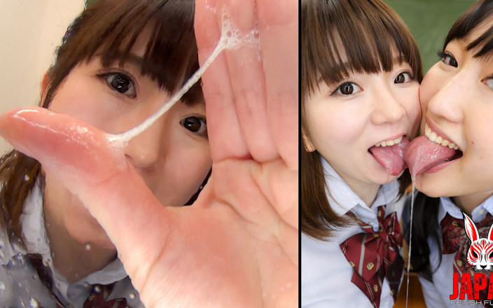 Japan Fetish Fusion: Two Japanese Girls, Mio Shinozaki and Himari Ogawa, Spit on...