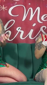Christmas Elf Makes Two Girls Masturbate