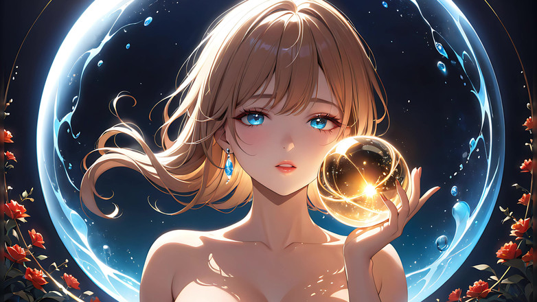 LustRender: Whispers of Magic - Ai Girl dan Orb yang bercahaya
