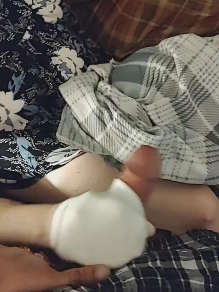 SocksAddict69: Naughty White Nike Sockjob Sock Handjob &amp; Dark Purple Sock Footjob