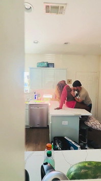 StepSon catches his ebony busty mom fucking the white neighbor.